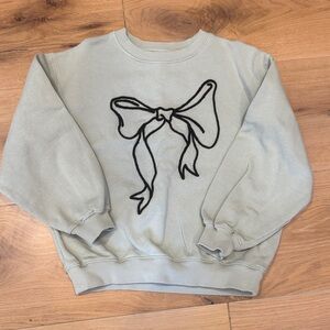 Zara Girls Bow Accent Sweater - Sea Foam Green